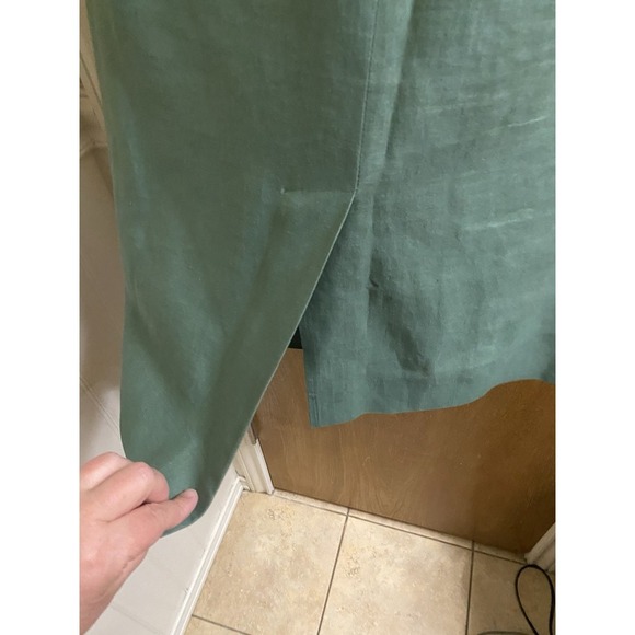 Vintage Ralph Lauren Italian Linen Pencil Skirt Sage Green Button Zip Slit Sz 8 - Picture 9 of 15